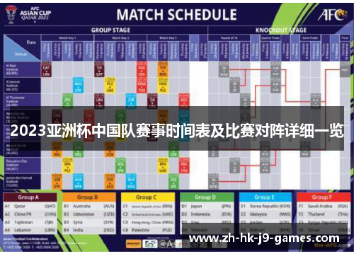 2023亚洲杯中国队赛事时间表及比赛对阵详细一览 2023亚洲杯中国队赛事时间表及比赛对阵详细一览