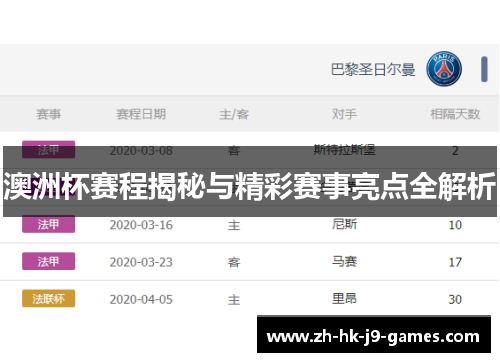 澳洲杯赛程揭秘与精彩赛事亮点全解析